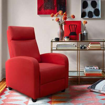 High Quality  European Red  Relax  Push Back Living Room Sofa Recliner Chair with Massage Function